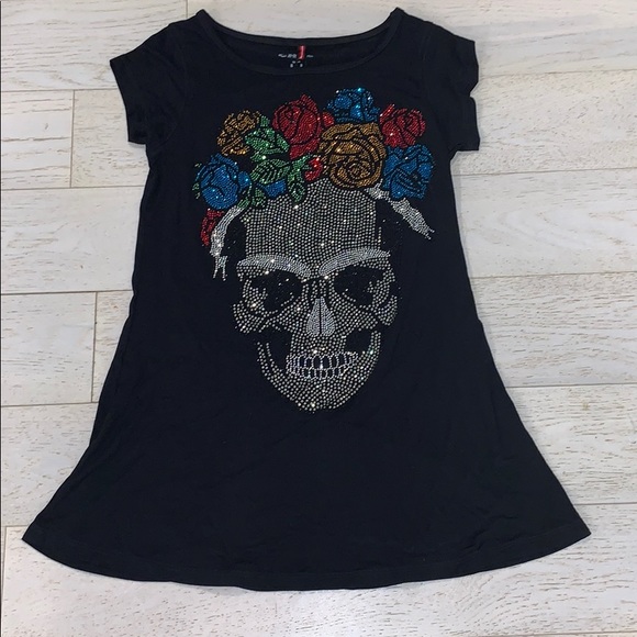 📌NWT i AY GÜEY embellished Skull with Roses Shirt - Picture 1 of 5